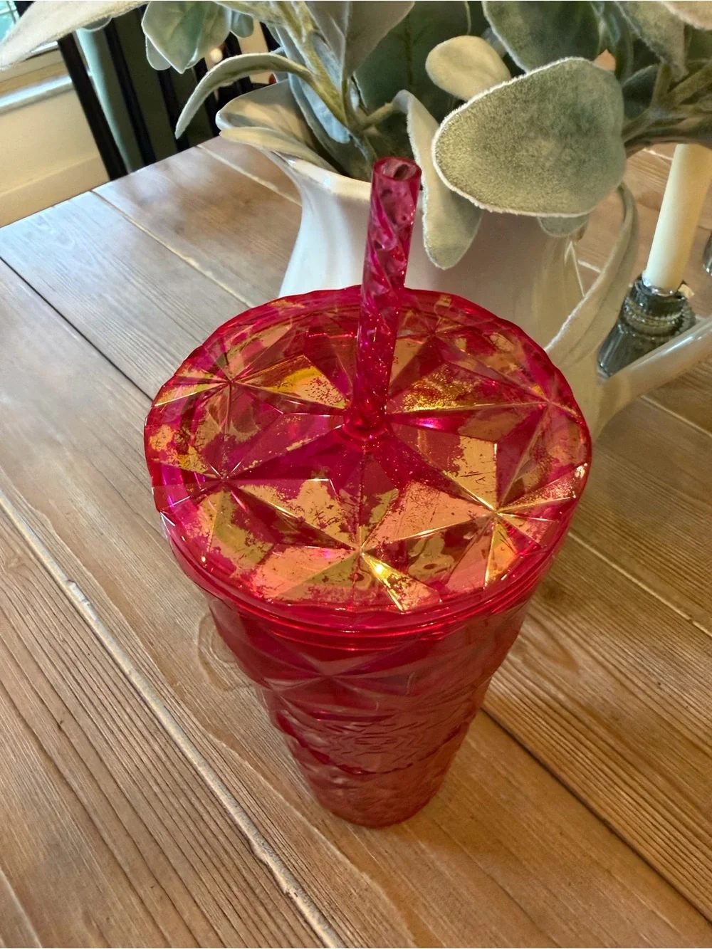Starbucks Fushia Prism Cold Cup with Straw